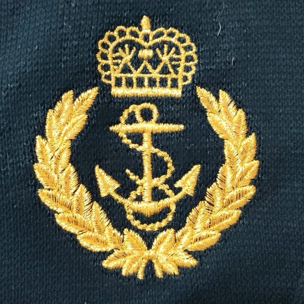 Bay Point threads Vintage Navy Cardigan With Gold Anchor Embroidery Size medium - Picture 2 of 5